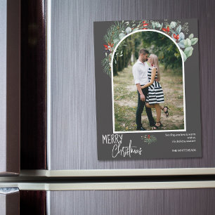 Greenery Frory Christmas Arch Foto Dark Gray Magnetkarte
