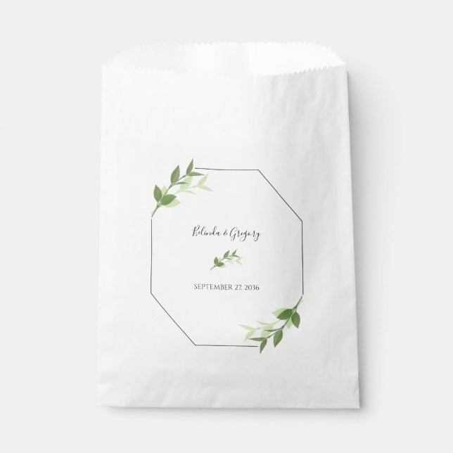 Greenery Garden Blätter Rahmen Wedding Geschenktütchen (Vorderseite)