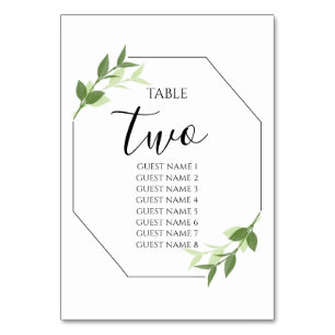 Greenery Garden Blätter Rahmen Wedding Guest Names Tischnummer
