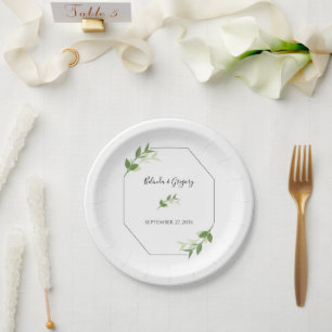 Greenery Garden Blätter Rahmen Wedding Pappteller