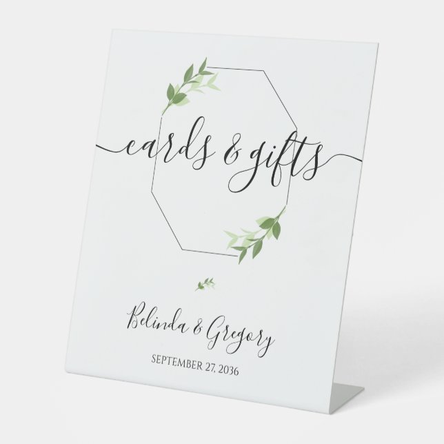 Greenery Garden Blätter Rahmen Wedding Sockelschild (Vorderseite)