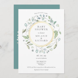 Greenery Garland Gold Foil Paares Babydusche Einladung