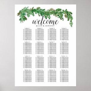 Greenery Garland Seating Chart Hochzeitssymbol Poster