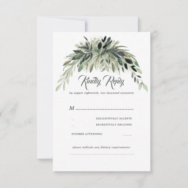 Greenery Garland Wedding RSVP (Vorderseite)