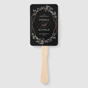 Greenery Geo Black   Rose Gold Wedding Fächer