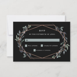 Greenery Geo Black | Rose Gold Wedding RSVP