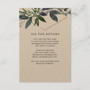 Greenery Geo Kraft   Rose Gold-Hochzeiten Details Begleitkarte