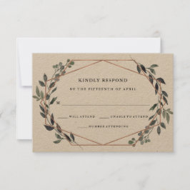 Greenery Geo Kraft | Rose Gold Wedding RSVP