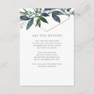 Greenery Geo   Rose Gold-Hochzeiten Details Begleitkarte