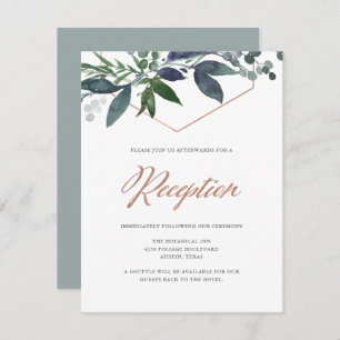 Greenery Geo   Rose Gold Hochzeitsempfang Einladung