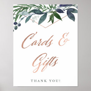 Greenery Geo   Rose Gold Wedding Cards und Geschen Poster