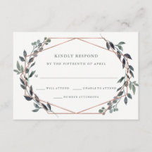 Greenery Geo | Rose Gold Wedding RSVP