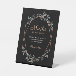 Greenery Geo Rose Gold Wedding Stoff Mund-Nase Sockelschild