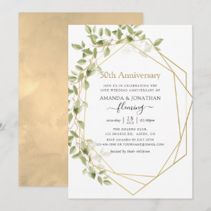 Greenery Geometric 50. Hochzeitstag Einladung