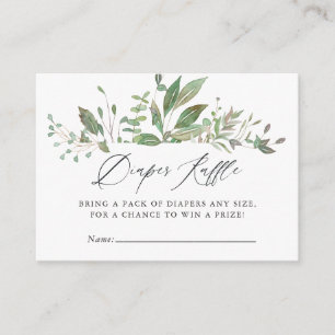 Greenery Geometric Baby Duwer Diaper Raffle Begleitkarte