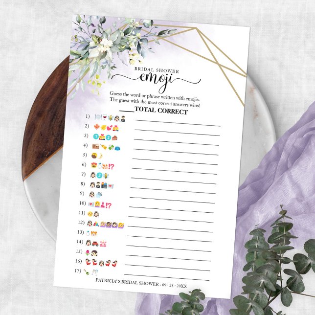 Greenery Geometric Brautparty Emoji Pictionary Flyer (Von Creator hochgeladen)