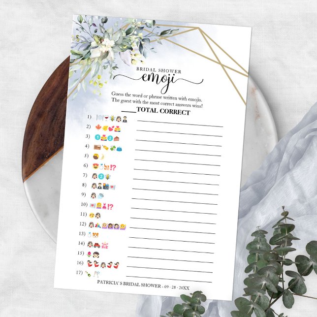 Greenery Geometric Brautparty Emoji Pictionary Flyer (Von Creator hochgeladen)