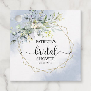 Greenery Geometric Dusty Blue Brautparty Fevor Geschenkanhänger