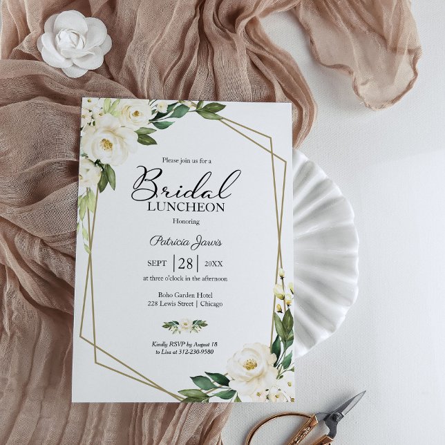 Greenery Geometric Floral Bridal Luncheon Einladung (Von Creator hochgeladen)