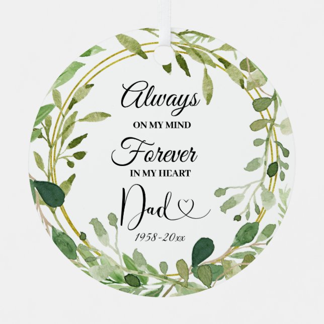 Greenery Geometric Loving Memorial Ornament Aus Metall (Vorderseite)