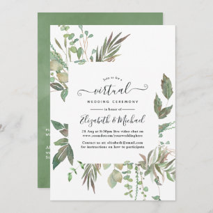 Greenery Geometric Online Virtual Wedding Einladung