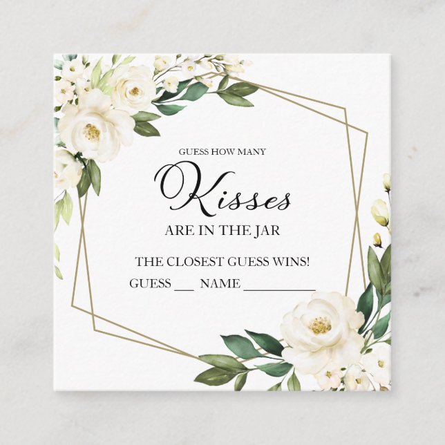 Greenery Geometric rät wie viele Kisses Cards Begleitkarte (Vorderseite)