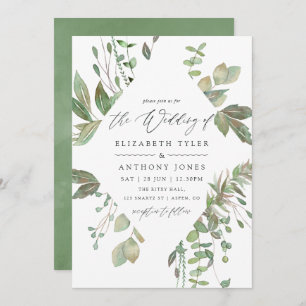 Greenery Geometric Wedding Einladung