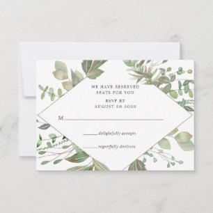 Greenery Geometric Wedding RSVP Karte