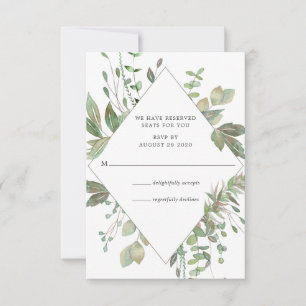 Greenery Geometric Wedding RSVP Karte