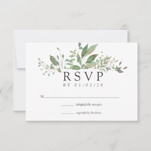 Greenery Geometric Wedding RSVP Karte