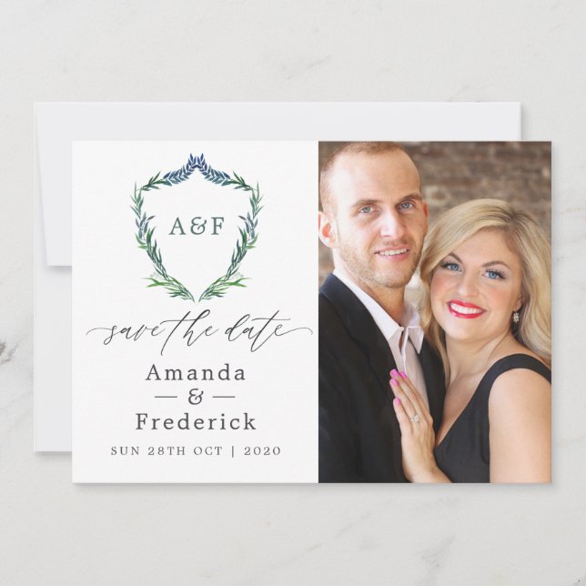 Greenery Geometric Wedding Save The Date (Vorderseite)