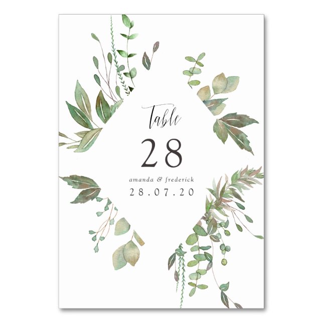 Greenery Geometric Wedding Tischnummer (Rückseite)