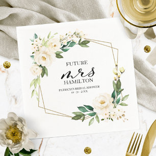 Greenery Geometric White Floral Brautparty Serviette