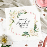 Greenery Geometric White Floral Brautparty Serviette<br><div class="desc">Greenery Geometric White Floral Brautparty Napkins</div>