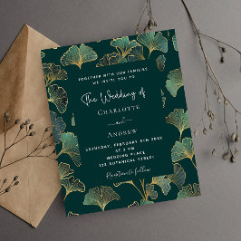 Greenery Ginkgo Blätter Budget Hochzeitseinladung Flyer