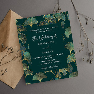 Greenery Ginkgo Blätter Budget Hochzeitseinladung Flyer