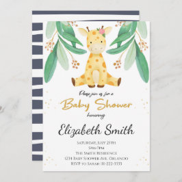 Greenery Giraffe Boy Baby Shower Einladung