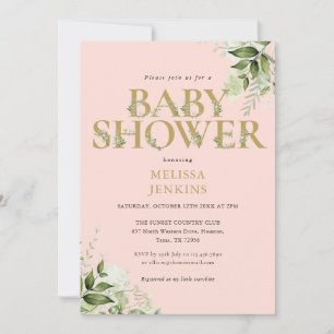Greenery Girl Rosé Gold Buchstabe Baby Shower Einladung