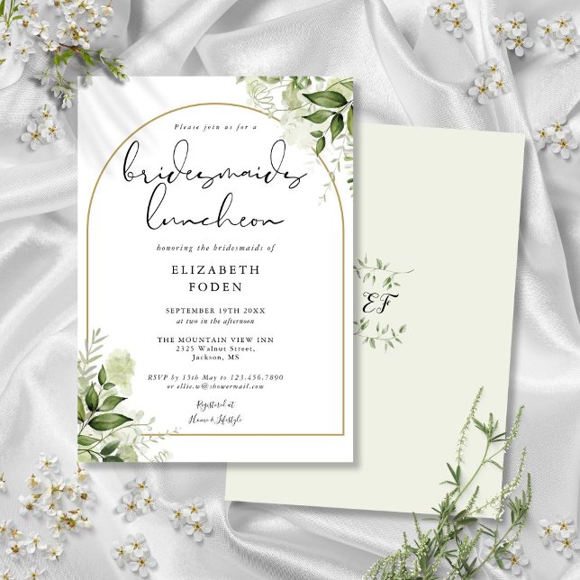 Greenery Gold Arch Bridesmaids Luncheon Einladung (Greenery Gold Arch Bridesmaids Luncheon Invitation)