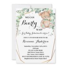Greenery Gold Bear Baby Dusche Bearly wait Baby