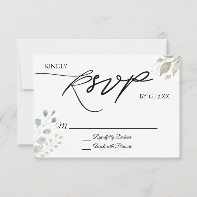 Greenery Gold Botanical Blätter RSVP Card (Vorderseite)