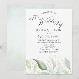 Greenery Gold Botanical Blätter Wedding Card Einladung