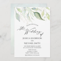 Greenery Gold Botanical Blätter Wedding Card