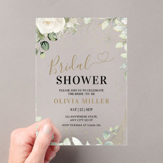 Greenery Gold Brautparty Invite, Eukalyptus Acryleinladungen (Insitu (Handheld))