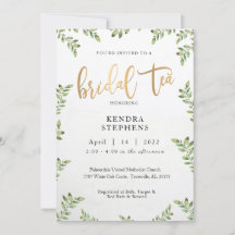 Greenery & Gold Bridal Tee Einladung