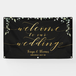 Greenery Gold Calligraphy Black Willkommen bei Hoc Banner