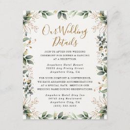 Greenery Gold Elegant Watercolor Boho Leaf Wedding Begleitkarte