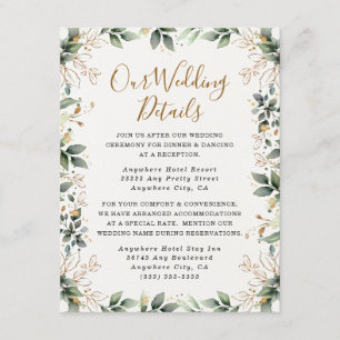 Greenery Gold Elegant Watercolor Boho Leaf Wedding Begleitkarte