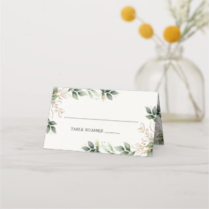Greenery Gold Elegant Watercolor Boho Leaf Wedding Platzkarte