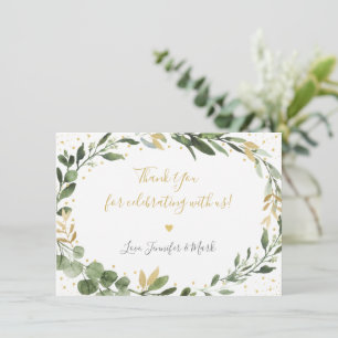 Greenery Gold Eucalyptus Baby Shower Dankeskarte